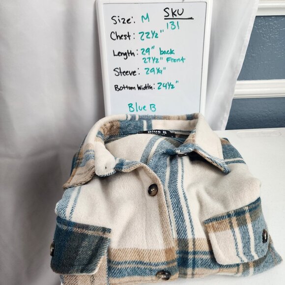 Blue B Collection Plaid Button-Up Flannel Jacket M - Picture 12 of 15